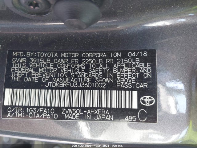 Toyota Prius Two 2018 JTDKBRFU3J3601002 Image 9