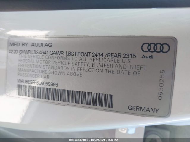 WAUBEGFF6LA059998 Audi A3 Premium 45 Tfsi S Line Quattro S Tronic
