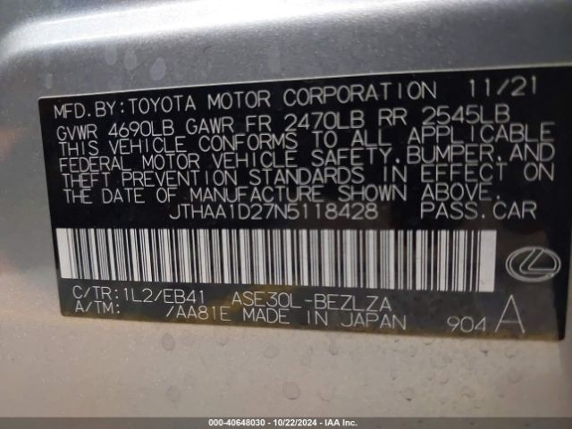 JTHAA1D27N5118428 Lexus IS 300
