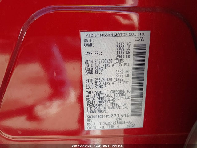 Nissan Pathfinder Sl Fwd 2023 5N1DR3CB4PC221546 Image 9