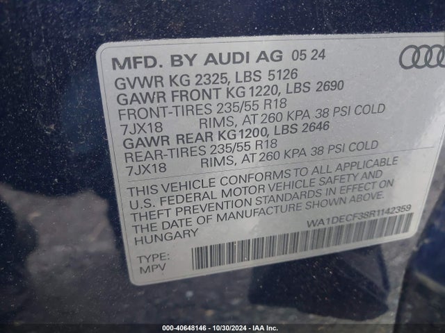 WA1DECF38R1142359 Audi Q3 Premium 45 Tfsi S Line Quattro Tiptronic