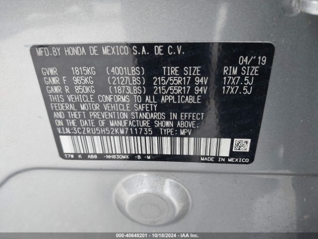 3CZRU5H52KM711735 Honda HR-V EX