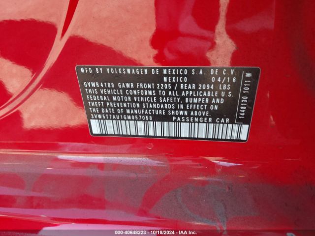 3VW5T7AU1GM057058 Volkswagen Golf Gti S 4-door