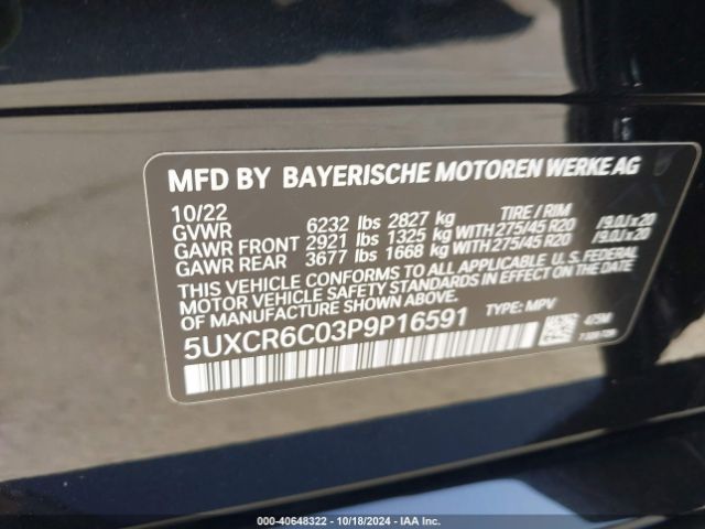 5UXCR6C03P9P16591 BMW X5 Xdrive40i