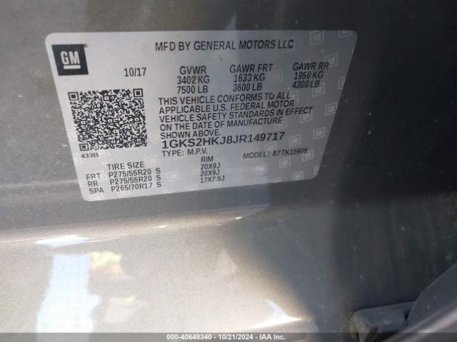 1GKS2HKJ8JR149717 GMC YUKON XL DENALI
