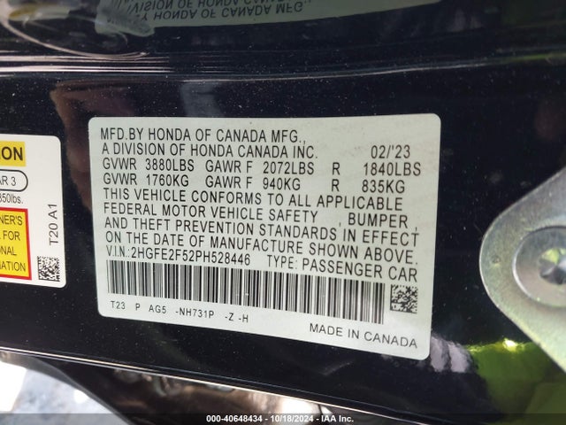 Honda Civic Sport 2023 2HGFE2F52PH528446 Image 9