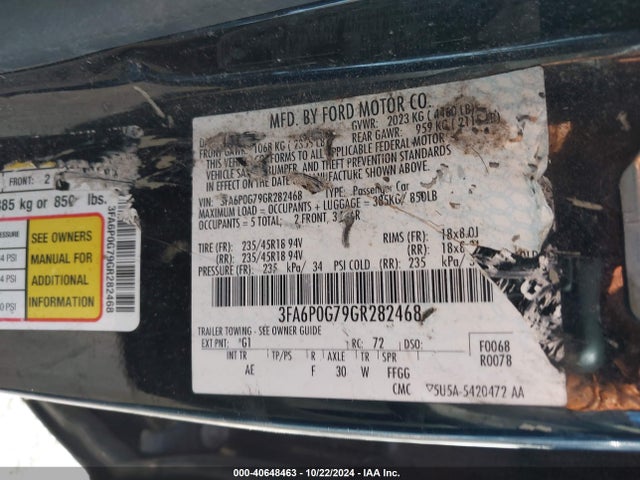 Ford FUSION S 2016 3FA6P0G79GR282468 Image 9