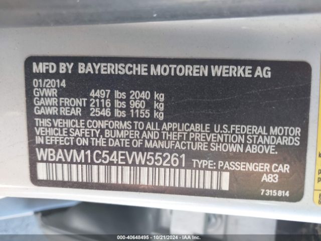 WBAVM1C54EVW55261 BMW X1 Sdrive28i