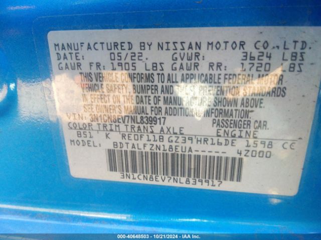3N1CN8EV7NL839917 Nissan Versa 1.6 Sv Xtronic Cvt