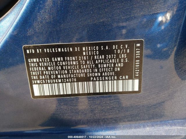 3VWC57BU9KM124076 Volkswagen Jetta 1.4t R-line/1.4t S/1.4t Se