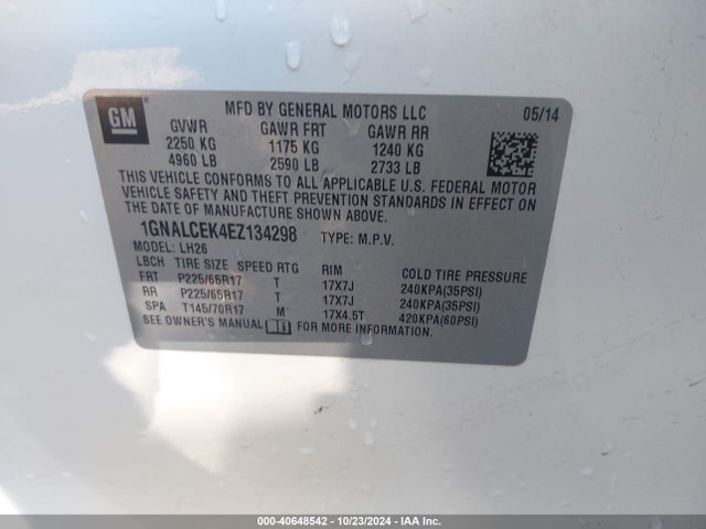 Chevrolet Equinox 2lt 2014 1GNALCEK4EZ134298 Image 9