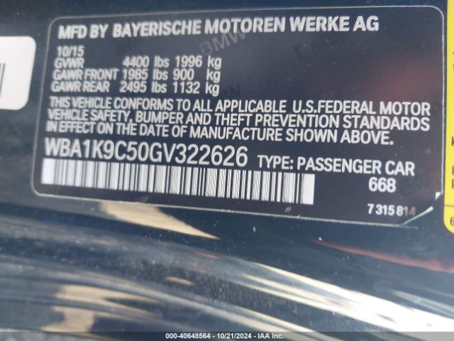 WBA1K9C50GV322626 BMW 228I