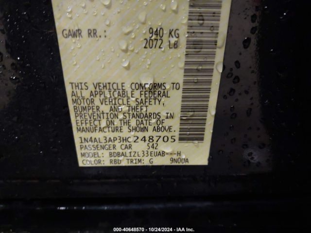 1N4AL3AP3HC248705 Nissan Altima 2.5 Sv