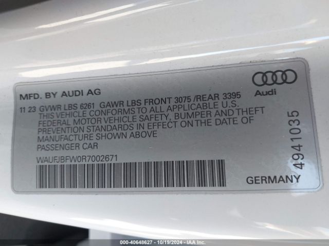 2024 AUDI E-TRON GT WAUFJBFW0R7002671 Photo 8