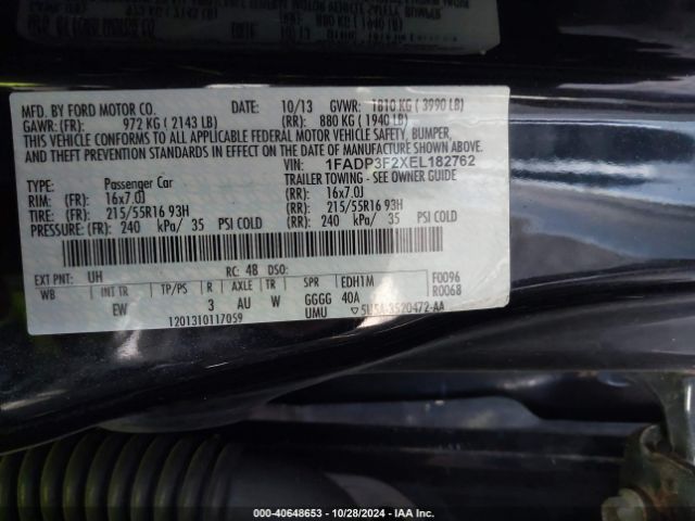 1FADP3F2XEL182762 Ford FOCUS SE