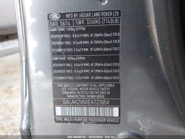 SALAK2V6XEA723954 Land Rover LR4