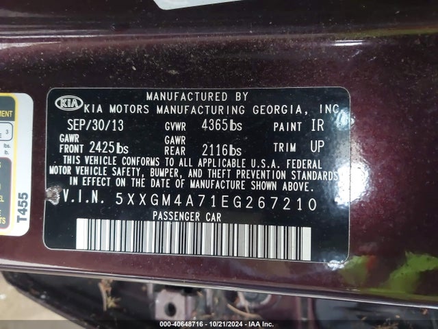 KIA Optima Lx 2014 5XXGM4A71EG267210 Image 9