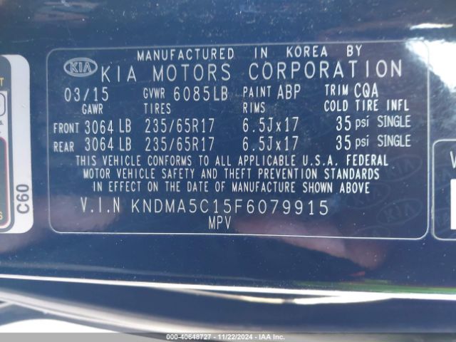 KNDMA5C15F6079915 KIA Sedona L