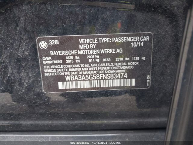 WBA3A5G58FNS83474 BMW 328I