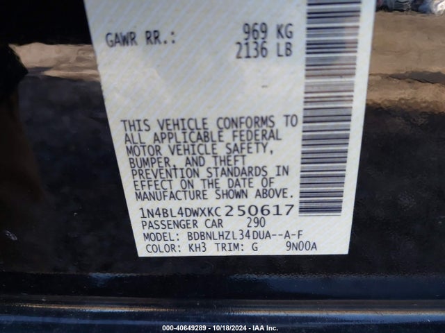 Nissan Altima 2.5 Sv 2019 1N4BL4DWXKC250617 Image 9