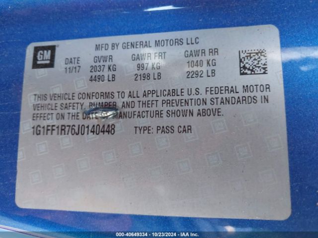 1G1FF1R76J0140448 Chevrolet Camaro 1ss