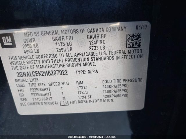 2GNALCEK2H6297922 Chevrolet EQUINOX LT