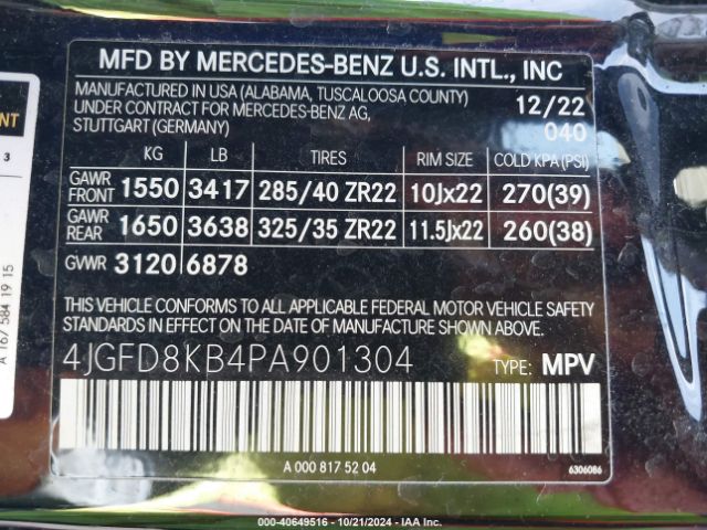 4JGFD8KB4PA901304 Mercedes-Benz Amg Gle 63 Coupe S 4matic