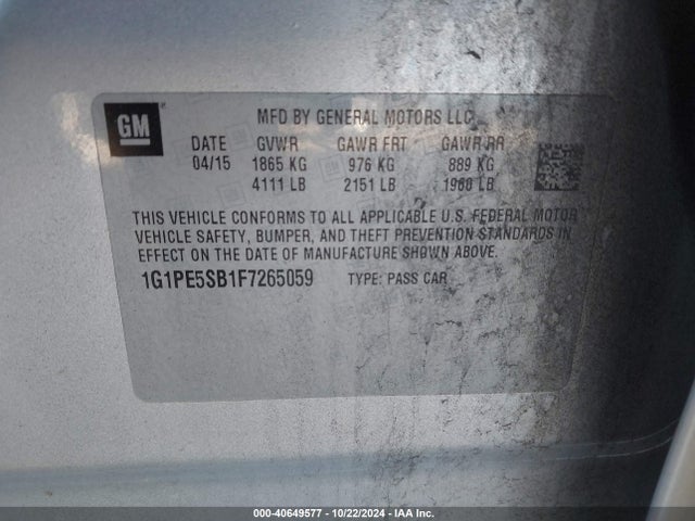 Chevrolet Cruze 2lt Auto 2015 1G1PE5SB1F7265059 Image 9
