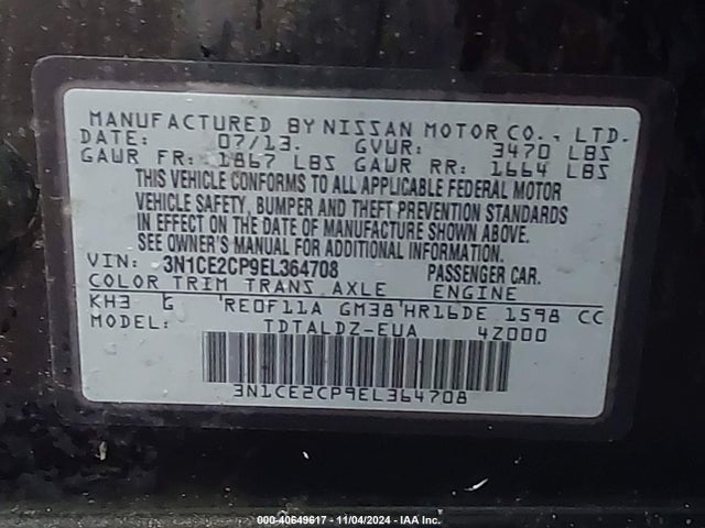 Nissan Versa Note Sv 2014 3N1CE2CP9EL364708 Image 9