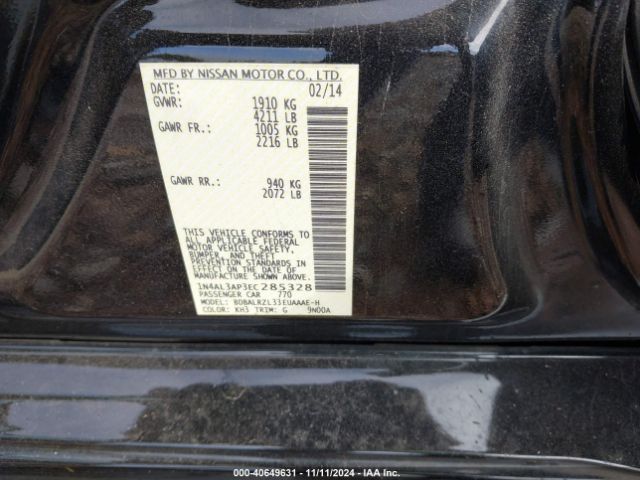 1N4AL3AP3EC285328 Nissan Altima 2.5 S