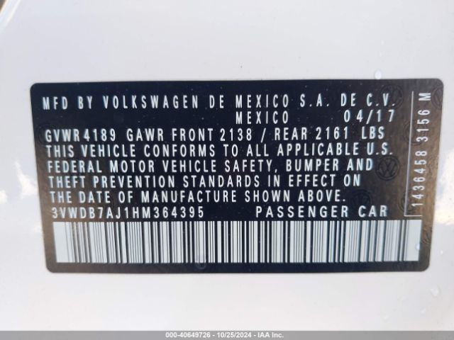 3VWDB7AJ1HM364395 Volkswagen Jetta 1.4t Se