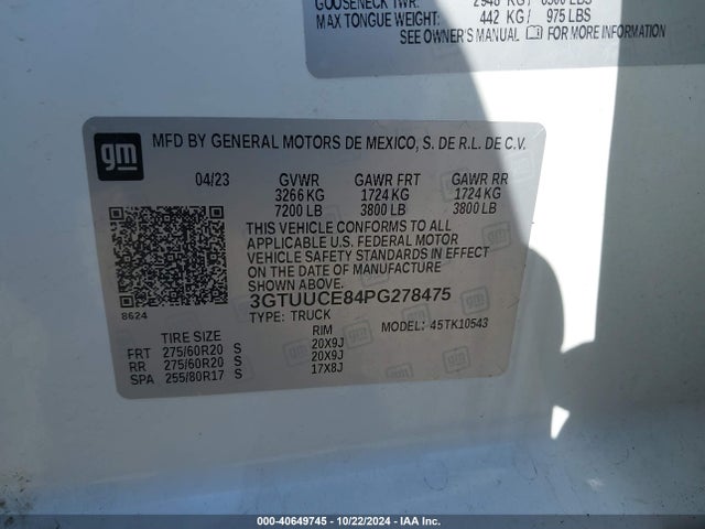 3GTUUCE84PG278475 GMC Sierra 1500 4wd  Short Box Elevation With 3sb