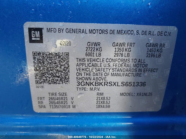 Chevrolet Blazer Awd Rs 2020 3GNKBKRSXLS651336 Image 9