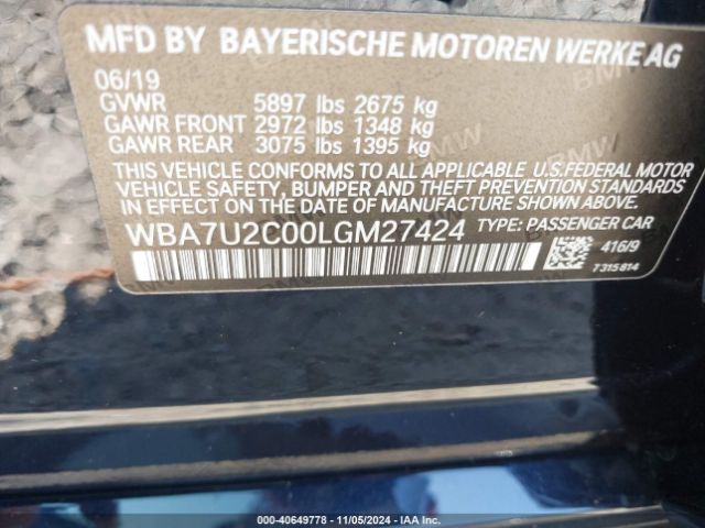 WBA7U2C00LGM27424 BMW 750i Xdrive
