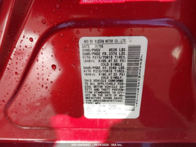 JN8AS5MV4FW771041 Nissan Rogue Select S