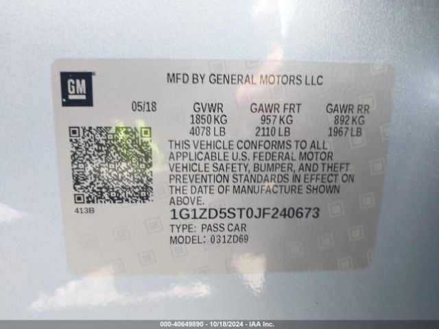 1G1ZD5ST0JF240673 Chevrolet MALIBU LT