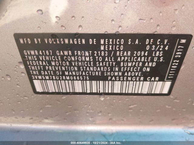 3VW5M7BU2RM066575 Volkswagen Jetta 1.5t S