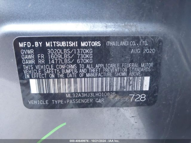 ML32A3HJ3LH010826 Mitsubishi Mirage Es/se
