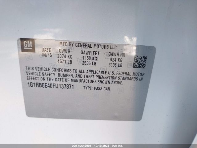 1G1RB6E40FU137871 Chevrolet Volt