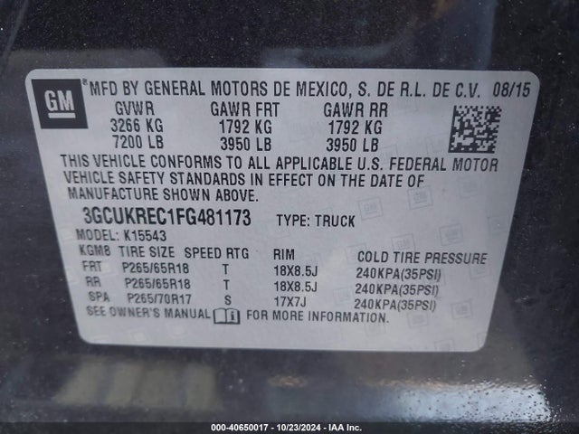 Chevrolet Silverado 1500 1lt 2015 3GCUKREC1FG481173 Image 9