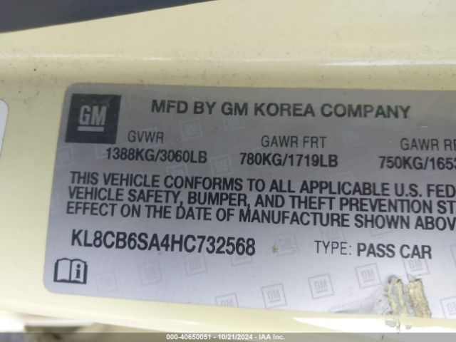 KL8CB6SA4HC732568 Chevrolet Spark Ls Cvt