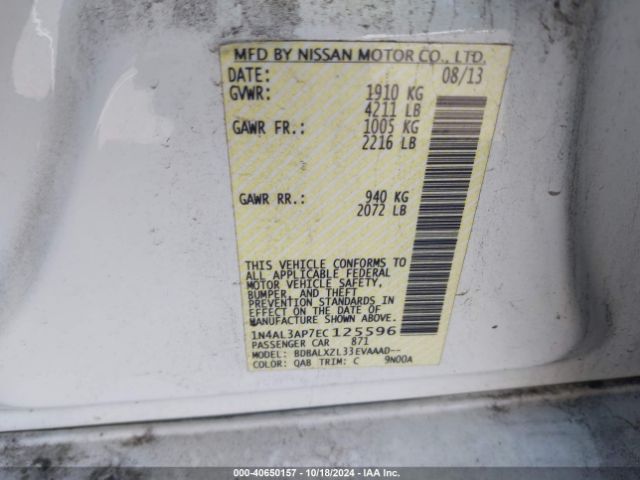 1N4AL3AP7EC125596 Nissan Altima 2.5 Sl