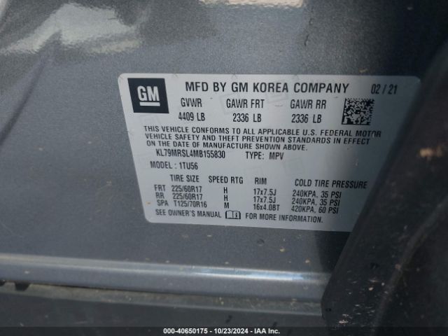 KL79MRSL4MB155830 Chevrolet Trailblazer Awd Lt