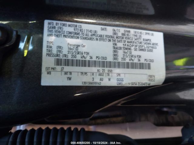 1FADP3F25FL321603 Ford FOCUS SE