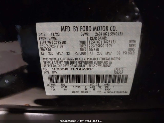 Ford Explorer Limited 2023 1FMSK8FH1PGC27015 Image 9