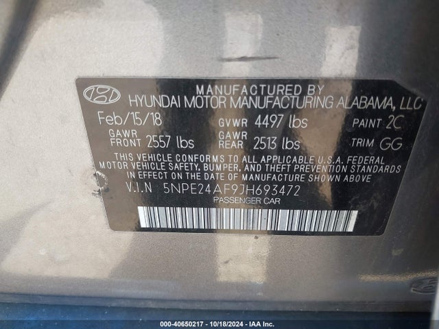 Hyundai SONATA SE 2018 5NPE24AF9JH693472 Image 9