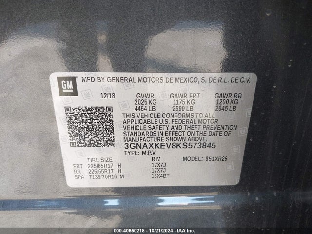 Chevrolet EQUINOX LT 2019 3GNAXKEV8KS573845 Image 9