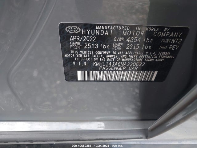Hyundai SONATA SEL 2022 KMHL14JA6NA220622 Image 9