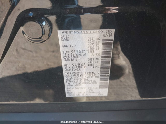 Nissan ROGUE SV 2018 5N1AT2MV3JC831016 Image 9