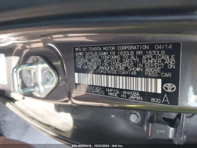 JTDKDTB32E1069148 Toyota Prius C Four